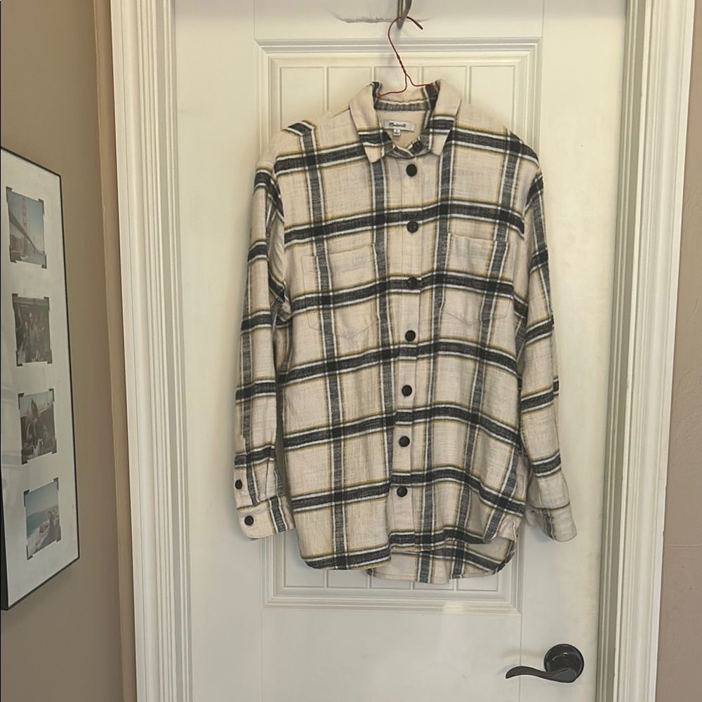 Madewell S  beige/blue Plaid Button-Up Shirt